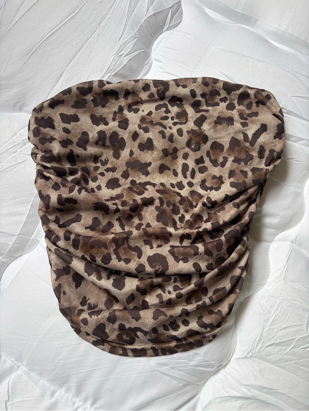 Cheetah Print Strapless Mesh Tube Top Brown Tan Size Small Leopard Animal Print
